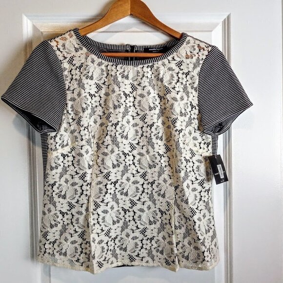 Nanette Lepore Grand Entry Lace Stripe Top NWT - Picture 2 of 7